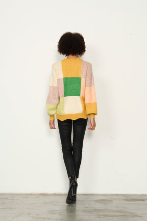 Patchwork Jumper with Scalloped Hem - Gold