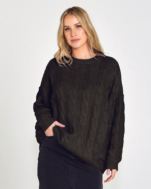 Open image in slideshow, Felicity Cable Knit Top Khaki

