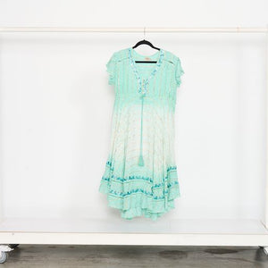 Open image in slideshow, Swing Style Double Dip-Dye Dress - Mint
